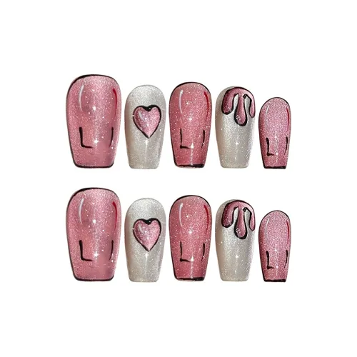 BDQC Креативный Сладкий стиль Линия Сердце Ручной работы Короткий Броня 20mm False Nail Короткий LADDER Розовый Jump Цвет