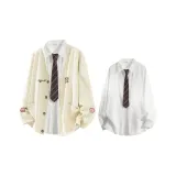 Кардиган Абрикос + Белая Рубашка (без воротника)