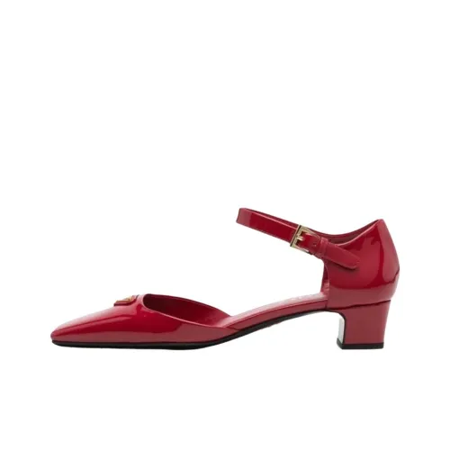 PRADA Грубый каблук Высокие каблуки 3,5 см Женские Красный