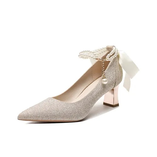 Xingdiman Грубый каблук Высокие каблуки Женские Шампанское