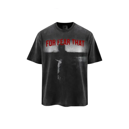 FOR FEAR THAT Промытый черный Унисекс T-рубашки