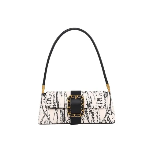 PESASRIE Микрофибра Синтетическая Кожа Сумка-багет Сумка через плечо Женская Экрю