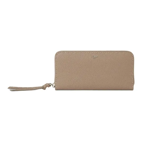 FENDI Peekaboo Телячья кожа Кошелек Большой Женские Серый