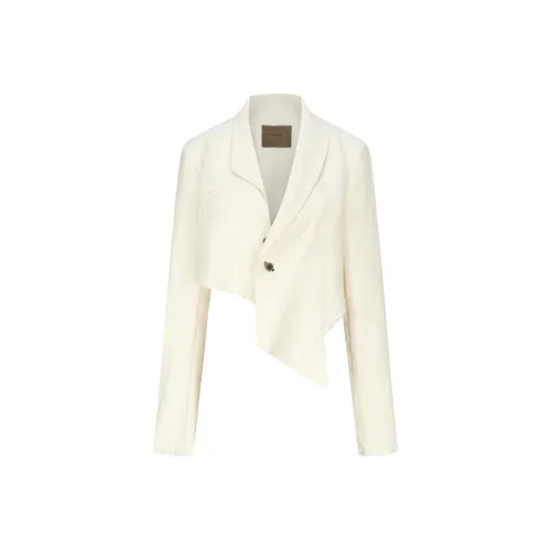 ELYWOOD Белый Нерегулярный Ожерелье-чокер Короткий Куртка Бизнес Костюм Женские