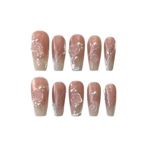 BDQC Телесный Осветляющий Ручной Лак для ногтей Premium Pure Desire 25 мм False Nail Средний LADDER Розовый Градиентный Милый