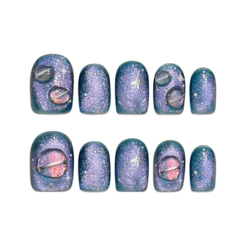 BDQC Креативный Звездное Небо Осветляющий Мода Кошачий Глаз False Nail 15 мм False Nail Короткий LADDER Фиолетовый Градиент Милый