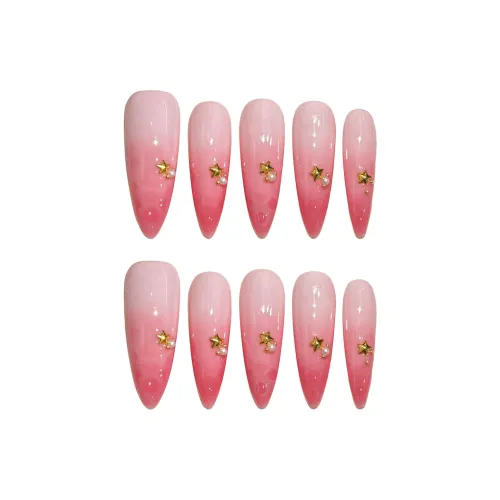 BDQC Градиентный розовый Ручной Весна Осветляющий Nail Art 25 мм Фальшивые ногти Миндально-розовый Градиентный стиль Instagram