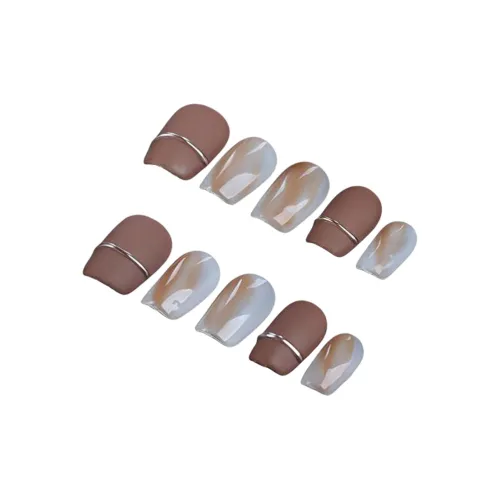 BDQC Градиентный Смешанный Премиум Матовый False Nail Короткий LADDER Короткий LADDER Коричневый Jump Цвет Стиль Instagram