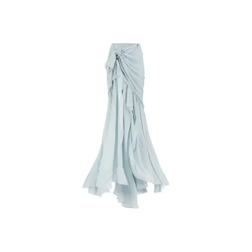 Leather Cat Светло-синяя Женская Повседневная Длинная Юбка