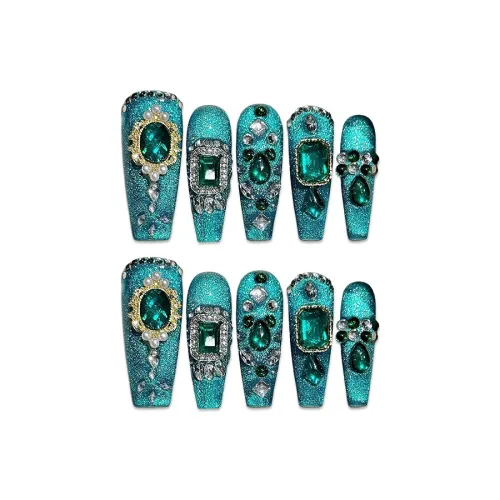 BDQC Изумруд Премиум Кошка's Eye Nail Art 25 мм Искусственный Ногтевой Средний ЛАДДЕР Зеленый Однотонный Стиль Instagram