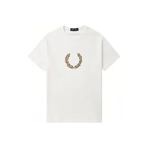 FRED PERRY SS24 T Рубашка Мужская Белая с Золотым Логотипом