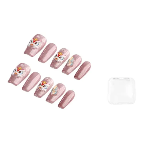 BDQC Китайский стиль Танец льва Мода Кошачий глаз Новый китайский стиль False Nail Средний LADDER Розовый Однотонный