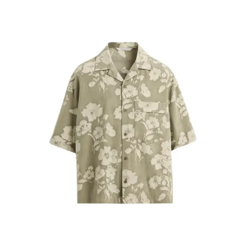 ZARA Шалфейно-зеленые Мужские Рубашки