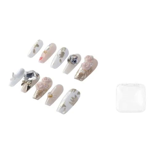 BDQC Мягкий 3D-эффект Розовый Позолоченный Ручной Рисунок Кленовый Осветляющий False Nail Средний Лестница Розовый