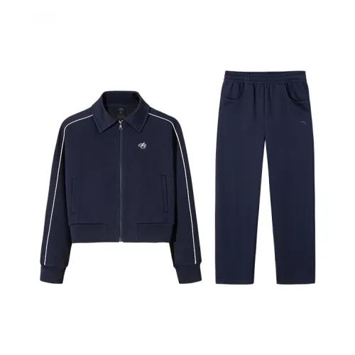 ANTA Life Collection Одежда Комплекты Мушу Синий Топ+Сумеречный Синий Штаны Женские Повседневные Костюмы