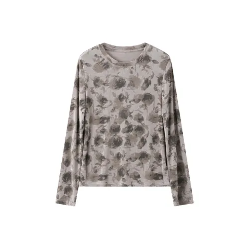 MOHANYIMEI Серый Кофейный Женские T-рубашки