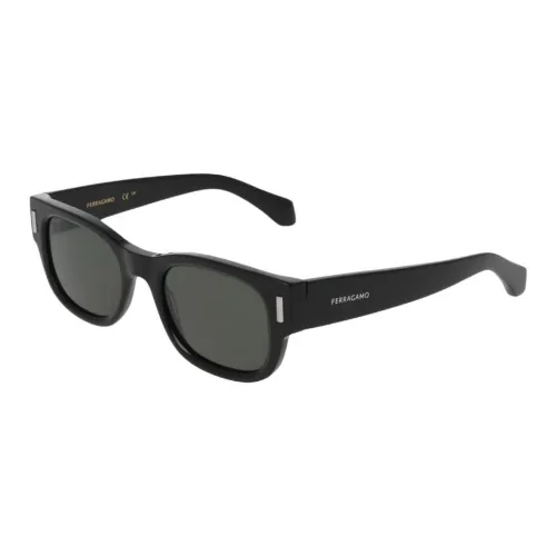 FERRAGAMO Ацетат Квадратные Солнцезащитные Очки Мужские Черные