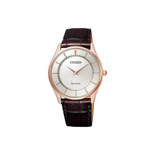 CITIZEN Ecology Drive Collection Светильник Кварцевый механизм Коровья кожа Ремешок Часы 37,2 мм Женские часы Серебристый циферблат