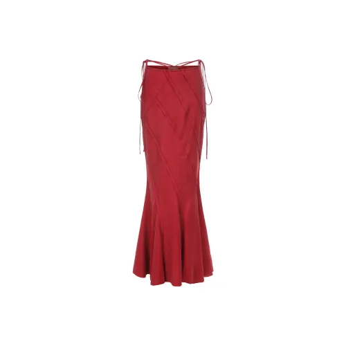 ELYWOOD Red Женская Повседневная Длинная Юбка