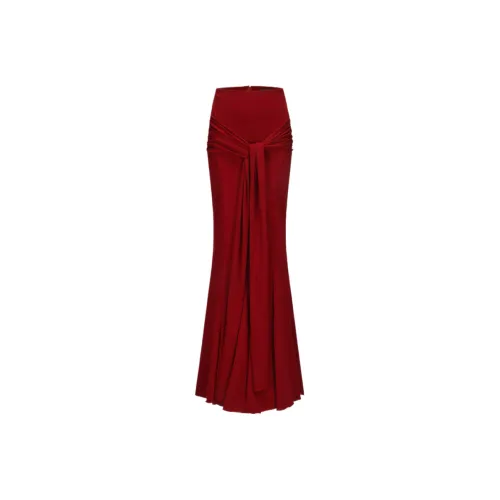 ELYWOOD Red Женская Повседневная Длинная Юбка