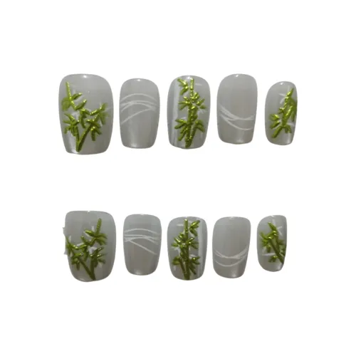 BDQC Зеленый Свежий Осветляющий Ручной Ногтей 20 мм Фальшивый Ногтей Короткий LADDER Зеленый Однотонный Милый