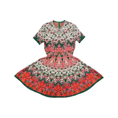 Alexander McQueen Многоцветные Женские Короткие Платья с Длинными Рукавами