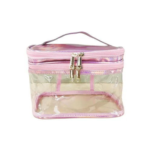 XZAN Двойной Layer Лазерный Радуга PVC Прозрачный Водонепроницаемый Туалетная Сумка Портативный Хранение Косметички
