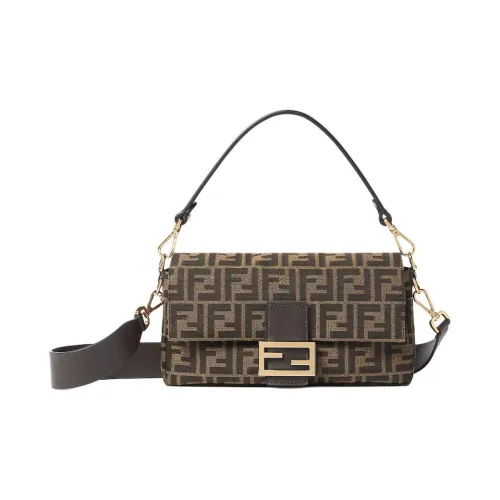 FENDI FFBaguette Полиэстер Багет Сумка Сумка через плечо Средний размер Женская Коричневый