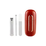 Угольный стальной набор из 3 шт [Вермильон] кусачки для ногтей + ложки для чистки ушей + пилка для ногтей