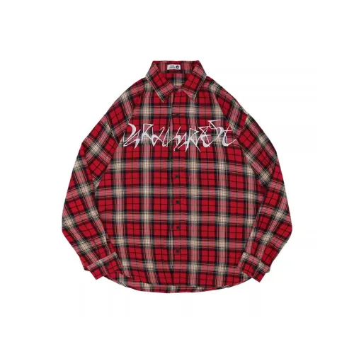 REXSHION Red Unisex Shirts REXSHION Красные Унисекс Рубашки