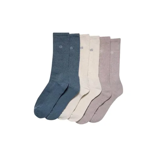 Calvin Klein 6 пар 2 синих + 2 бежевых + 2 красных мужские носки MID до икры