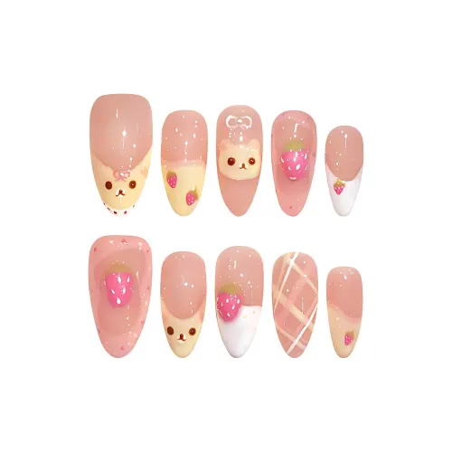 BDQC Cute Котенок Creative Gentle Розовый Осветляющий False Nail 25 мм False Nail Almond Pink Gradient Seamless Transparent