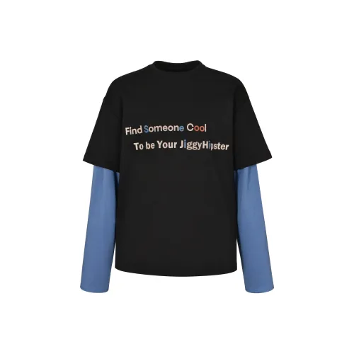 Bufan Studio Mock Двухкомпонентный Минималистский стиль Длинный рукав Т-рубашка Унисекс