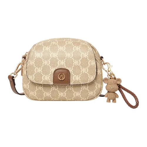 AOKANG ПВХ Маленькая Круглая Сумка Подмышечная Сумка через Плечо Маленькая Женская Кофейно-Коричневая Кремово-Абрикосовая