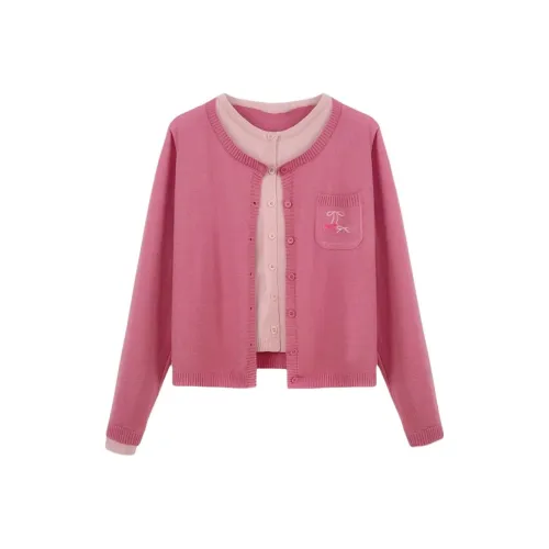 ADXKM Розовый Свитер Mock Двухкомпонентный Женский Трикотаж