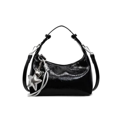 NOMK ПУ (полиуретан) Сумка через плечо Сумка Обычная Женская Черная Экрю Бургунди Серебряная