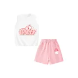 [Девочки 100% хлопок Майка Комплекты Одежды] Белый Разрисованный Белль