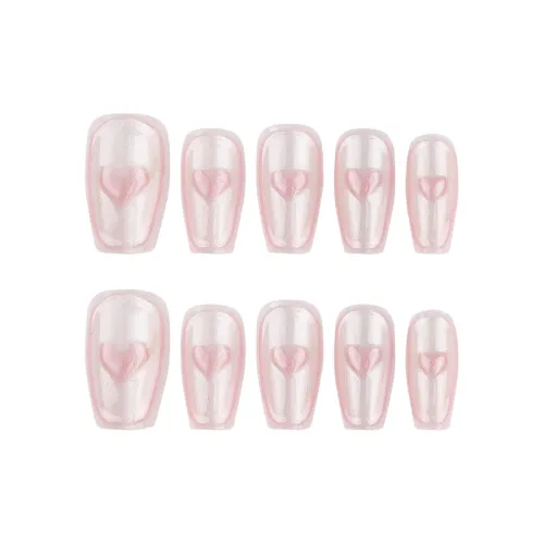 BDQC Soft Heart Кошачий глаз Элегантность Мягкий 20mm Nail Art False Nail Короткий LADDER Розовый Однотонный Гороховый узор