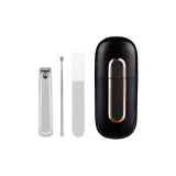 Угольный стальной набор из 3 шт [обсидиановый черный] кусачки для ногтей + ложки для чистки ушей + пилка для ногтей