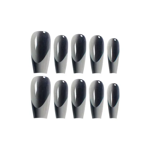 BDQC Французский Черный градиент Белый Премиум Осветляющий Модный 25 мм False Nail Средний LADDER Черный градиент Сияние