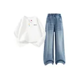 DIHU Длинный крючок и петля K Гардения белый + однотонный джинсовый светло-голубой