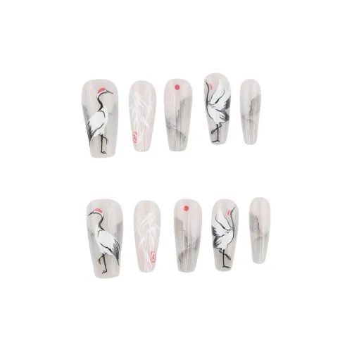 BDQC Китайский стиль Журавль Осветляющий False Nail Средний LADDER Телесный Однотонный Стиль Instagram