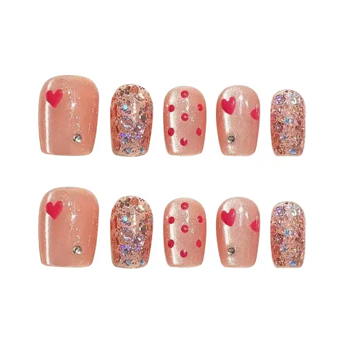 BDQC Мягкий Элегантность Ручной Рисунок Мода Короткие Когти Осветляющий 15 мм Искусственные Ногти Короткий Лестница Розовый Однотонный Сияние