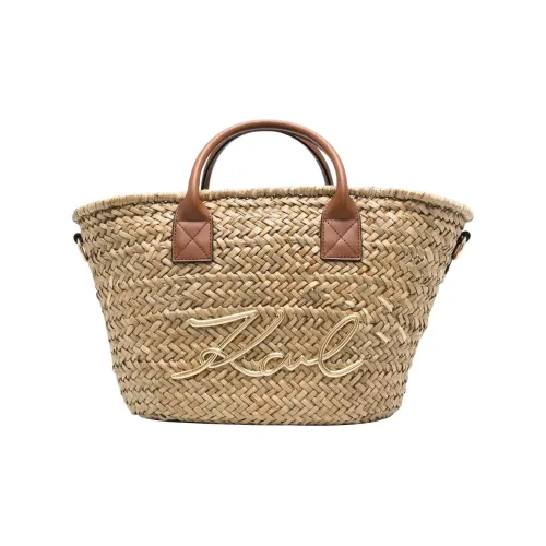 KARL LAGERFELD Солома Телячья кожа Сумка Женская Бежевый Умбра