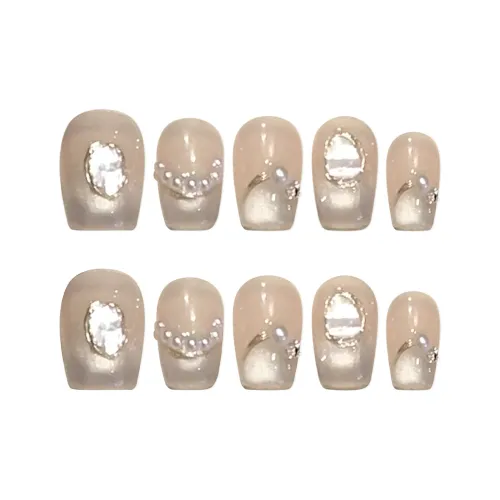 BDQC Мягкий Модный Кристальный Роскошный Thousand Golden Укороченный Nail Art 15mm Фальшивая Погоня Короткий LADDER Телесный Градиентный Милый