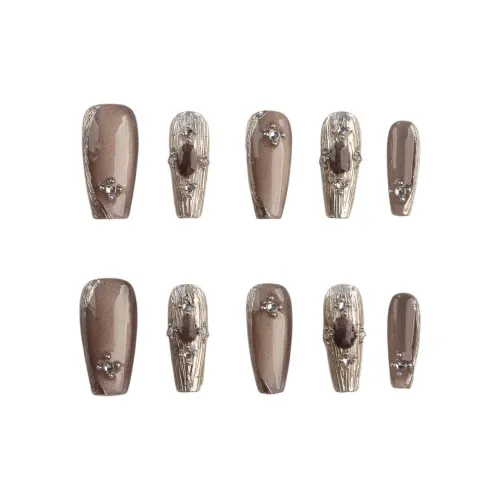 BDQC Мягкий Модный Elegance Brightening False Nail Премиум Кошачий глаз Парча Buratini 25 мм False Nail Средний LADDER