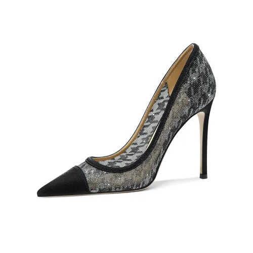 Lily Wei Туманный Concealment Узкий каблук Высокие каблуки Женские Черный