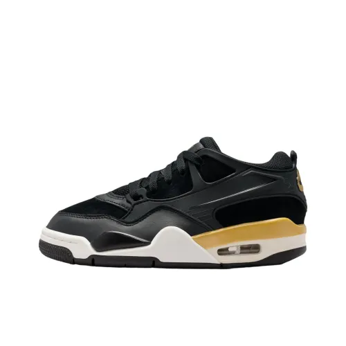 Jordan Air Джордан 4 Дышащий Поддержка Низкий Верх Детские Баскетбольные Кроссовки Черный Детский