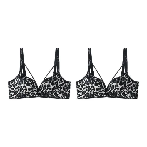 MADALLO [2 упаковки] Белый леопард с принтом + Белый леопард с принтом Женские бюстгальтеры