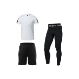 Трехкомпонентный комплект (Белый топ + Черные шорты + Shark черный, плотный крой)